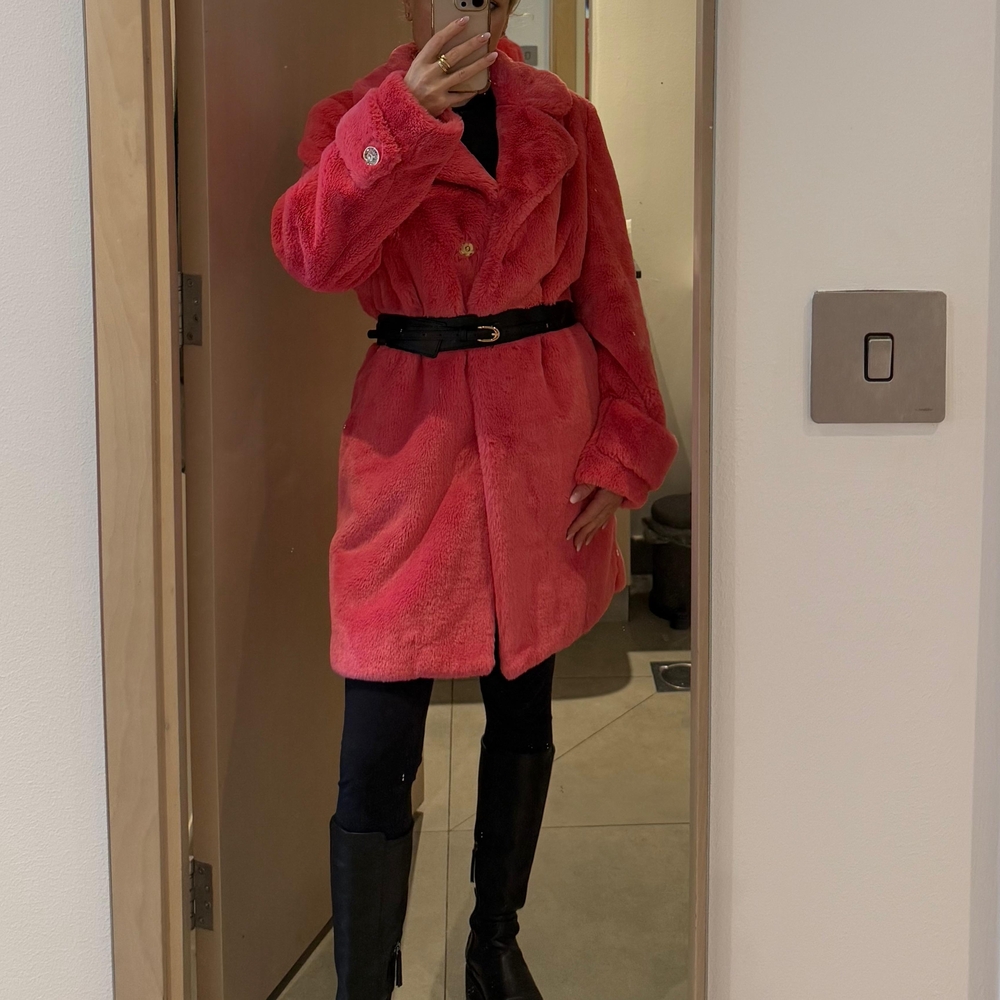 Blumarine Bold Pink Teddy Coat